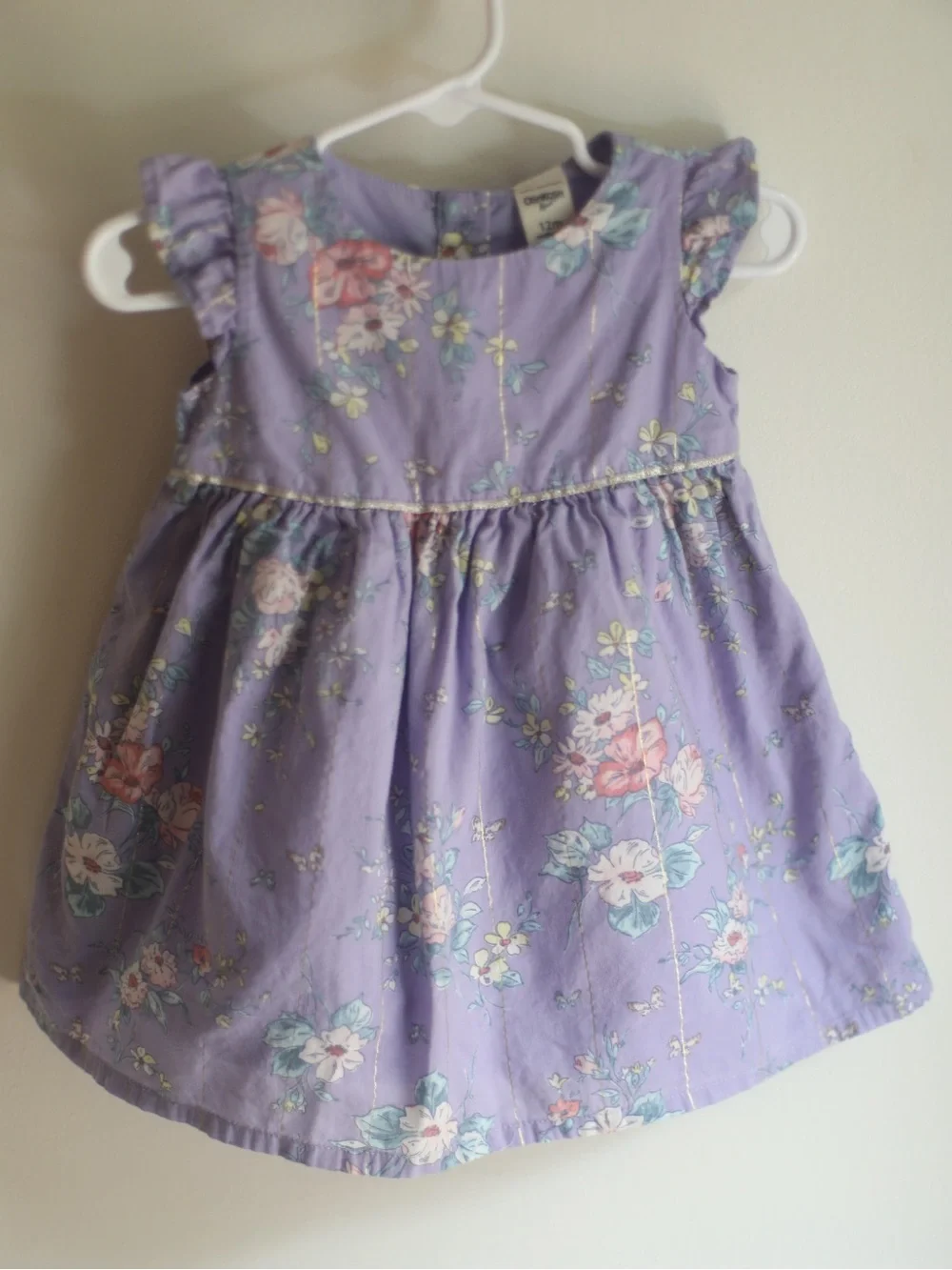 OshKosh B'gosh Lavender Floral Ruffle-Sleeve Dress 12m Girls Toddler Children’s